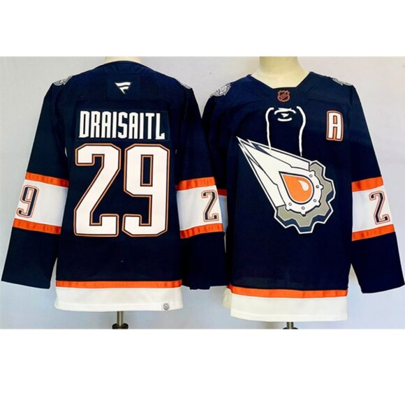 Mens Leon Draisaitl Jersey Navy Stitched